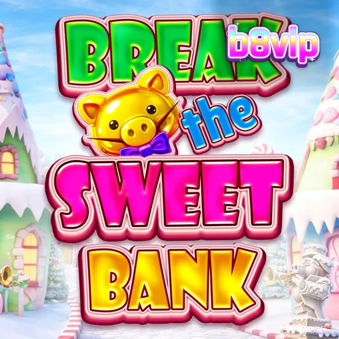 Tampilan visual mesin slot Break the Sweet Bank dengan tema permen dan celengan babi.